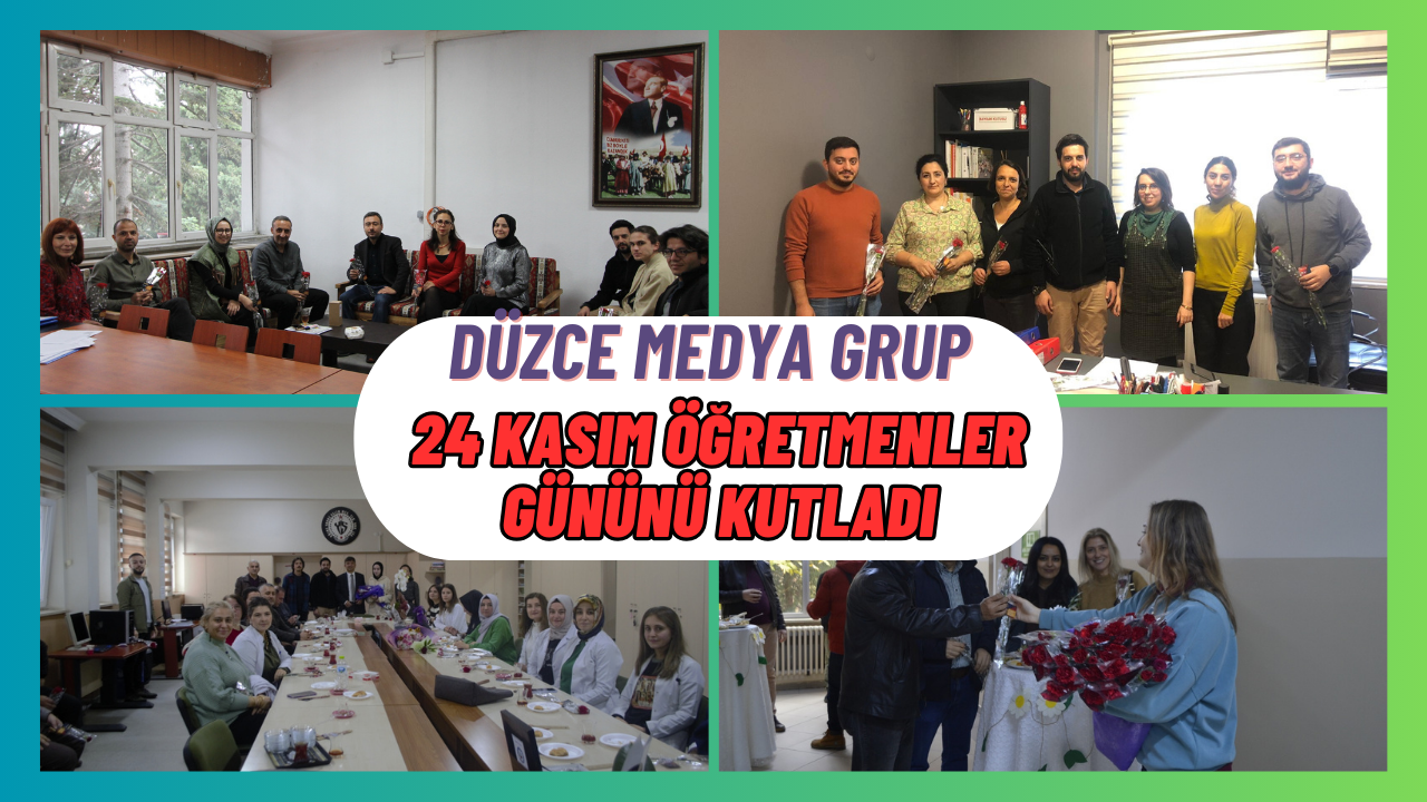 DÜZCE MEDYA GRUP ÖĞRETMENLERE ÇİÇEK DAĞITTI