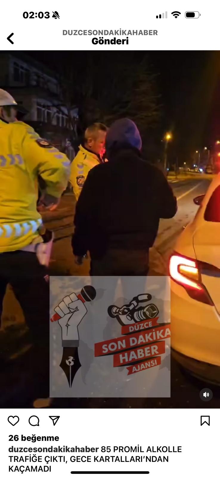 85 PROMİL ALKOLLE TRAFİĞE ÇIKTI, GECE KARTALLARI’NDAN KAÇAMADI